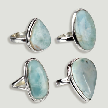 Anel cabochão de prata LARIMAR (PREÇO POR GRAMA)