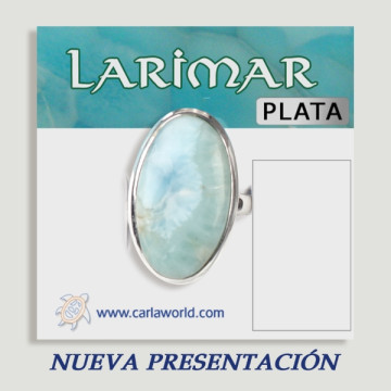 Anel cabochão de prata LARIMAR (PREÇO POR GRAMA)