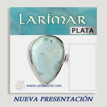 Anel cabochão de prata LARIMAR (PREÇO POR GRAMA)