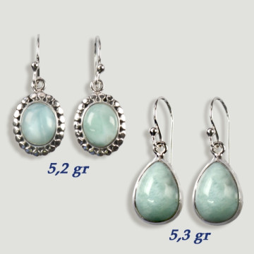 Pendientes Plata Cabujón LARIMAR  5,2gr-5,3gr (PRECIO POR GRAMO)