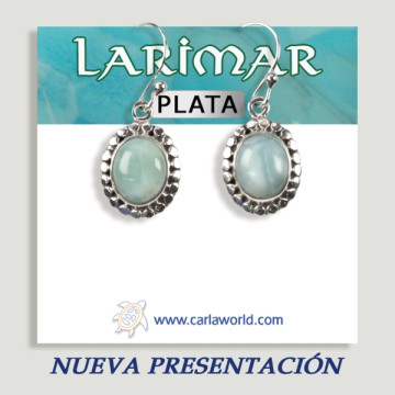 Pendientes Plata Cabujón LARIMAR  5,2gr-5,3gr (PRECIO POR GRAMO)