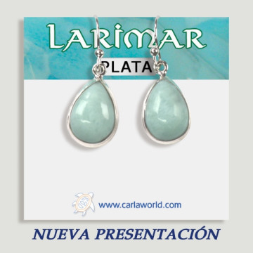 Pendientes Plata Cabujón LARIMAR  5,2gr-5,3gr (PRECIO POR GRAMO)