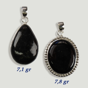 Silver Pendant Cabochon BLACK TOURMALINE (PRICE PER GRAM)