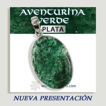 Colgante Plata Cabujón   AVENTURINA VERDE(PRECIO POR GRAMO)