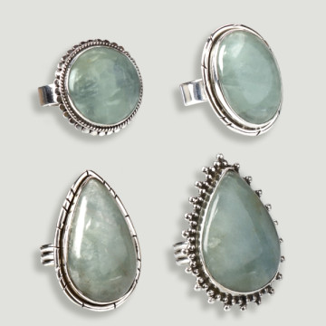 Anel de prata ajustável AQUAMARINE (PREÇO POR GRAMA)