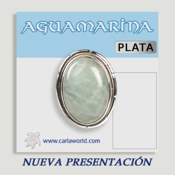 Bague Argent AQUAMARINE Ajustable (PRIX AU GRAMME)