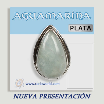 Anel de prata ajustável AQUAMARINE (PREÇO POR GRAMA)