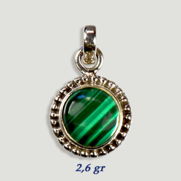 Pendentif Argent Cabochon MALACHITE (PRIX AU GRAMME)