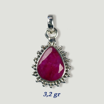 Cabochon Argent Pendentif CORINDE ROUGE 3.2gr (PRIX AU GRAMME)