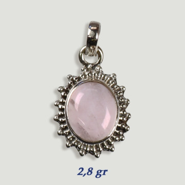 Pendentif Argent Cabochon QUARTZ ROSE 2.8 gr (PRIX AU GRAMME)