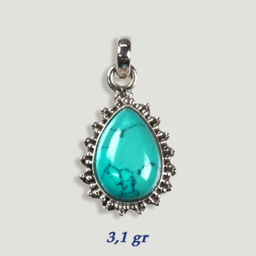 Pendentif Argent Cabochon TURQUOISE MAGNESITE 3.1gr (PRIX AU GRAMME)