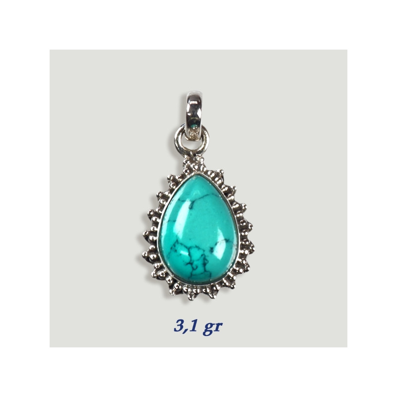 Silver Pendant Cabochon TURQUOISE MAGNESITE 3.1gr (PRICE PER GRAM) Silver Pendant Cabochon TURQUOISE MAGNESITE 3.1gr (PRICE PER GRAM)