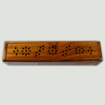 Porta incenso madeira entalhada 5,5x5x25,5cm