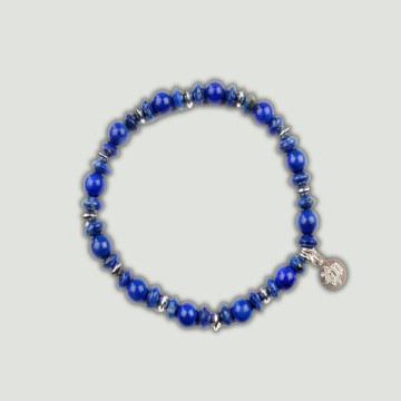 OCEANO silver bracelet Lapislazuli oval ball
