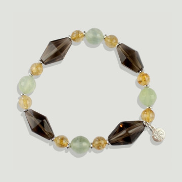 SKADE Silver Smoky Quartz – Prehnite – Citrine Bracelet