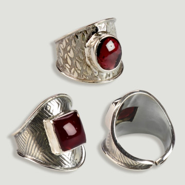 Garnet Cabochon Silver Ring PRICE/UNIT
