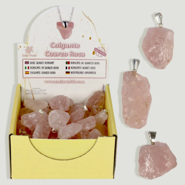 Display Colgante Cuarzo Rosa en bruto