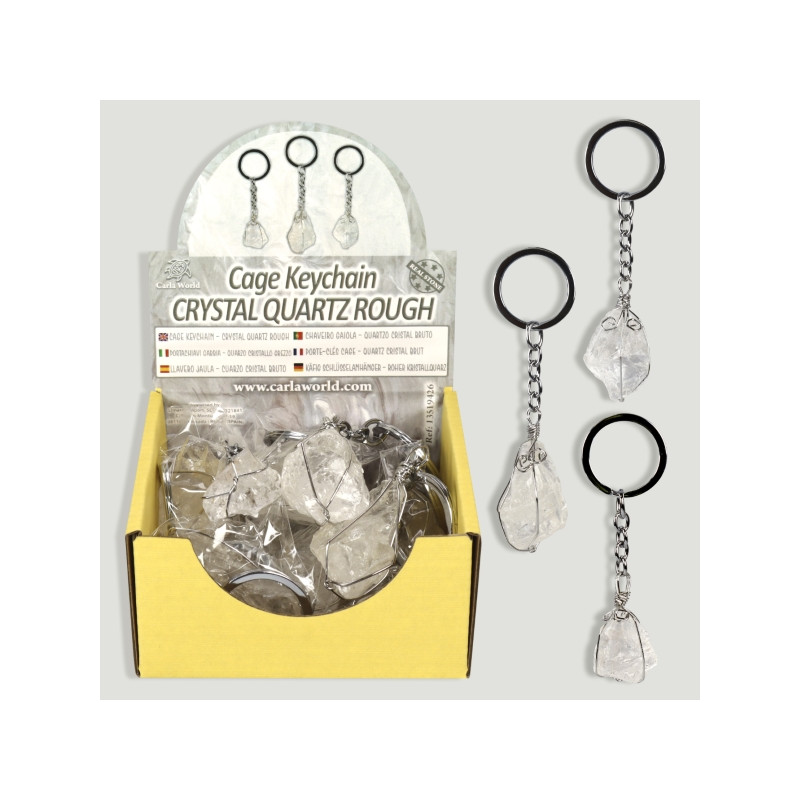 Présentoir de porte-clés en cage à quartz en cristal brut Présentoir de porte-clés en cage à quartz en cristal brut
