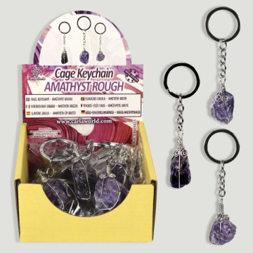 Rough Amethyst Cage Keychain Display