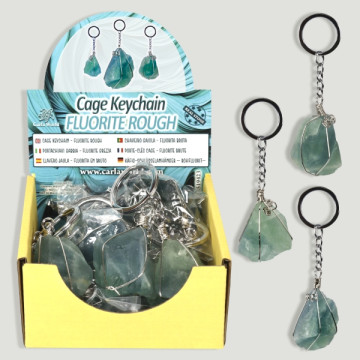 Rough Fluorite Cage Keychain Display