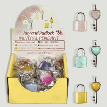 Display set Pendant Key+assorted mineral padlock