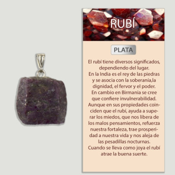 Ruby crystal metal pendant