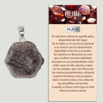 Pendentif Argent Rubis + Tourmaline forme libre