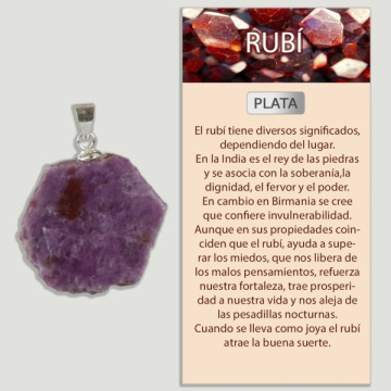 Pendentif argent rubis extra forme libre