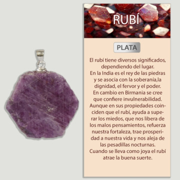 Pendentif argent rubis extra forme libre