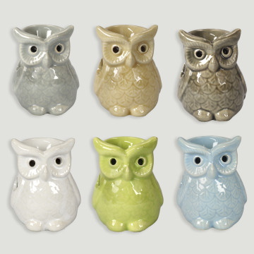 Owl ceramic burner 5x6x8cm assorted colors