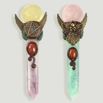 Power Rod tip with ball Rose Quartz assorted mineral