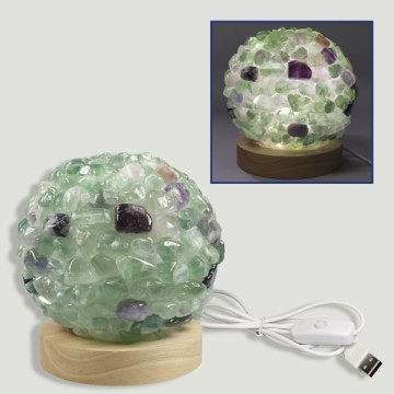 Green Fluorite Rolled Lamp 12cm USB