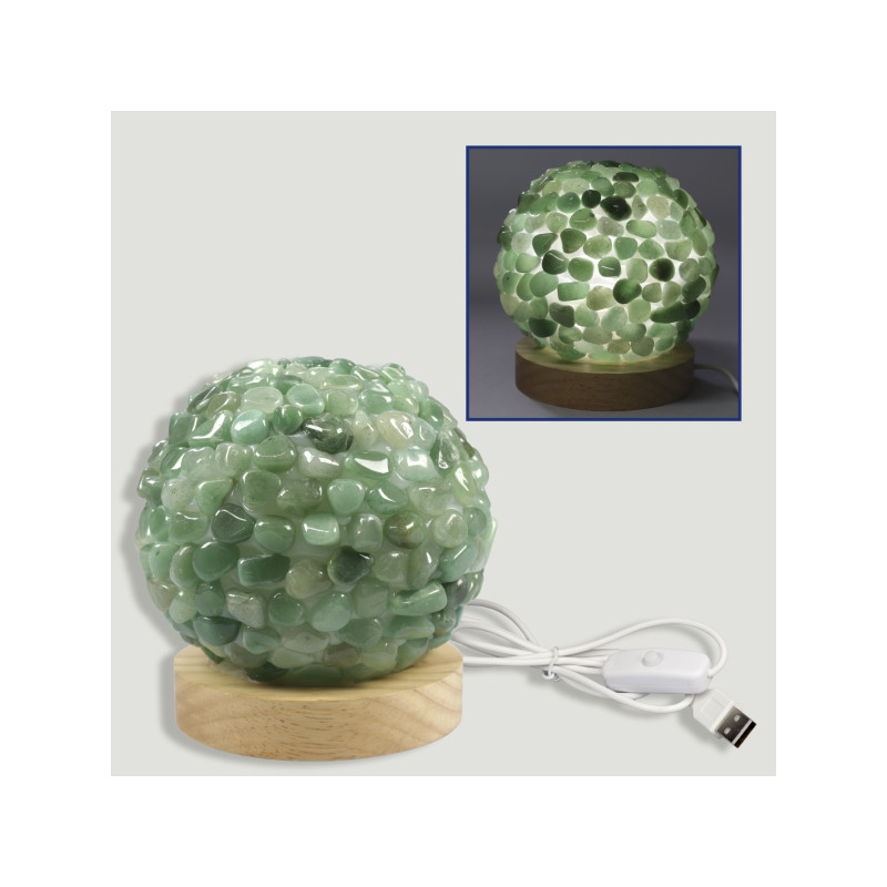 Lampara rodado Aventurina Verde 12cm USB Lampara rodado Aventurina Verde 12cm USB
