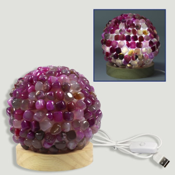 Lampe roulée Agate rose 12cm USB