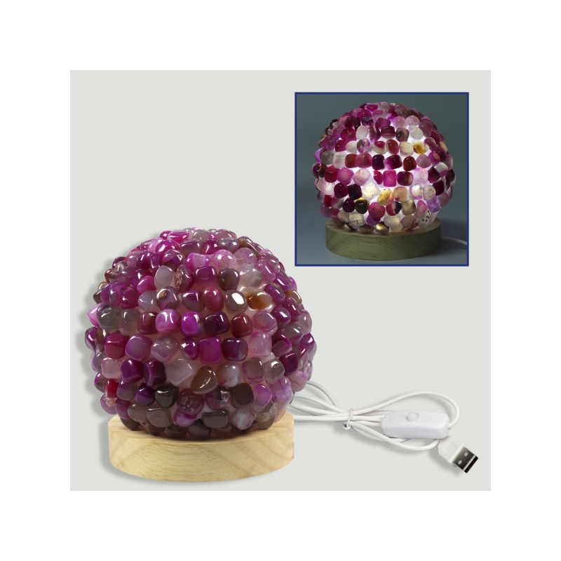 Pink Agate Rolled Lamp 12cm USB Pink Agate Rolled Lamp 12cm USB