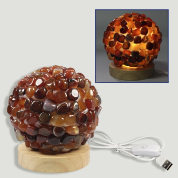 Lampe roulée Agate Carnéole 12cm USB