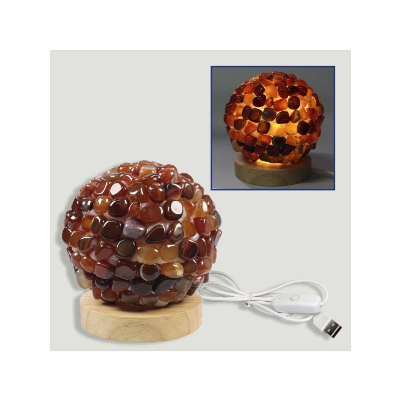 Lâmpada Rolada Ágata Carneola 12cm USB Lâmpada Rolada Ágata Carneola 12cm USB