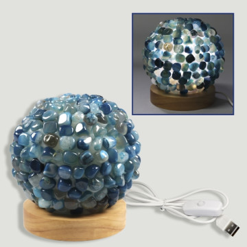 Blue Agate Rolled Lamp 12cm USB