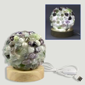 Green Fluorite Rolled Lamp 9cm USB