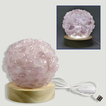 Rose Quartz Rolled Lamp 9cm USB