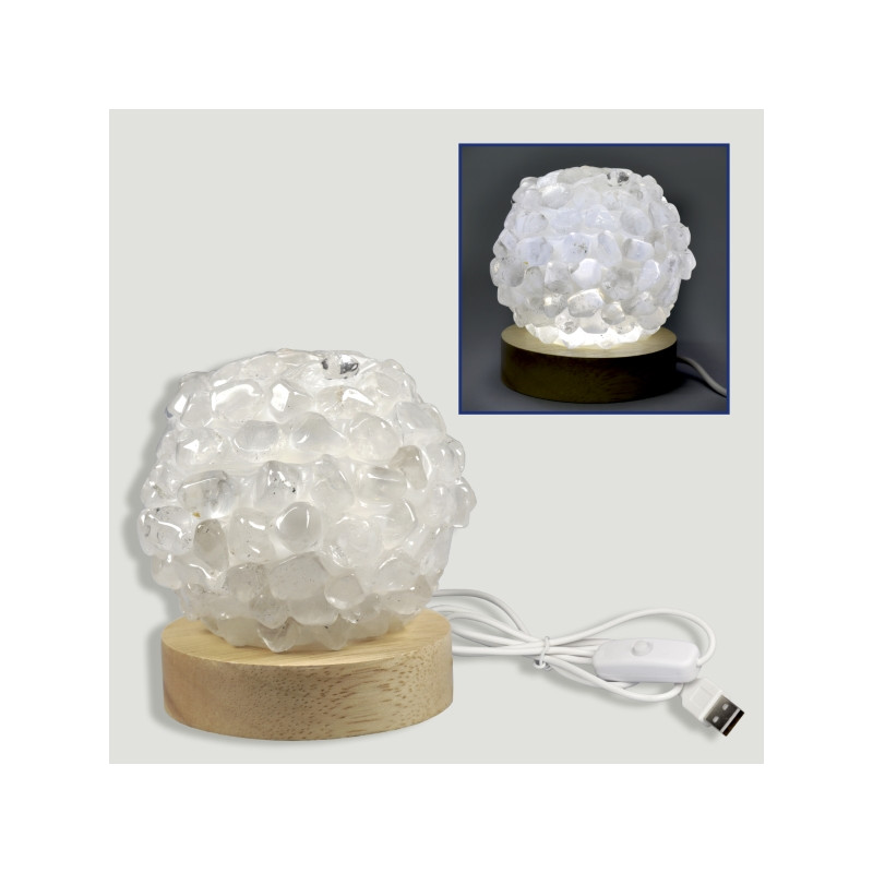 Lampe roulée en cristal de quartz 9cm USB Lampe roulée en cristal de quartz 9cm USB