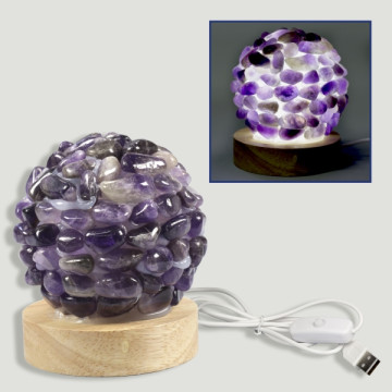 Amethyst rolling lamp 9cm USB