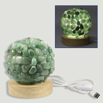 Green Aventurine Rolled Lamp 9cm USB