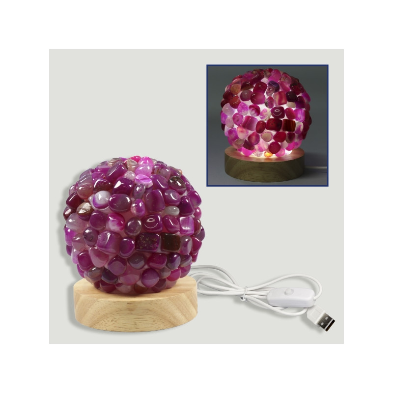 Lâmpada Rolada Ágata Rosa 9cm USB Lâmpada Rolada Ágata Rosa 9cm USB