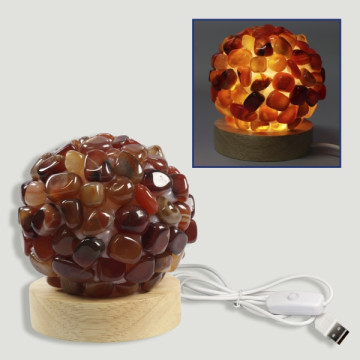 Lampe Roulée Agate Carnéole 9cm USB