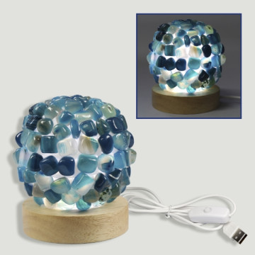 Blue Agate Rolled Lamp 9cm USB