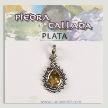 Colgante Plata gota labrada Citrino facetado