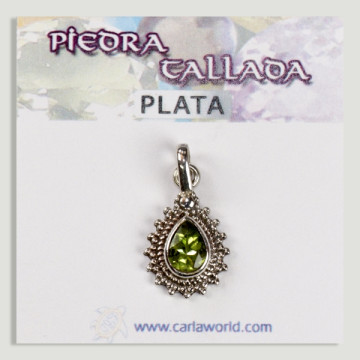 Colgante Plata gota labrada Peridoto facetado