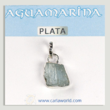 Raw Aquamarine Silver Pendant
