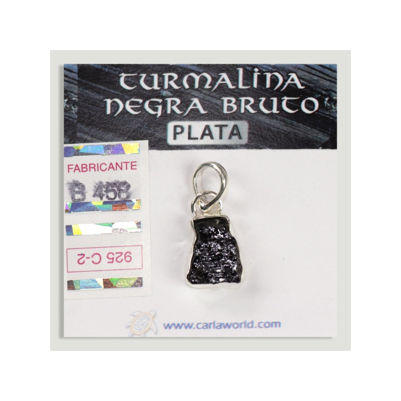 Raw Black Tourmaline Silver Pendant Raw Black Tourmaline Silver Pendant